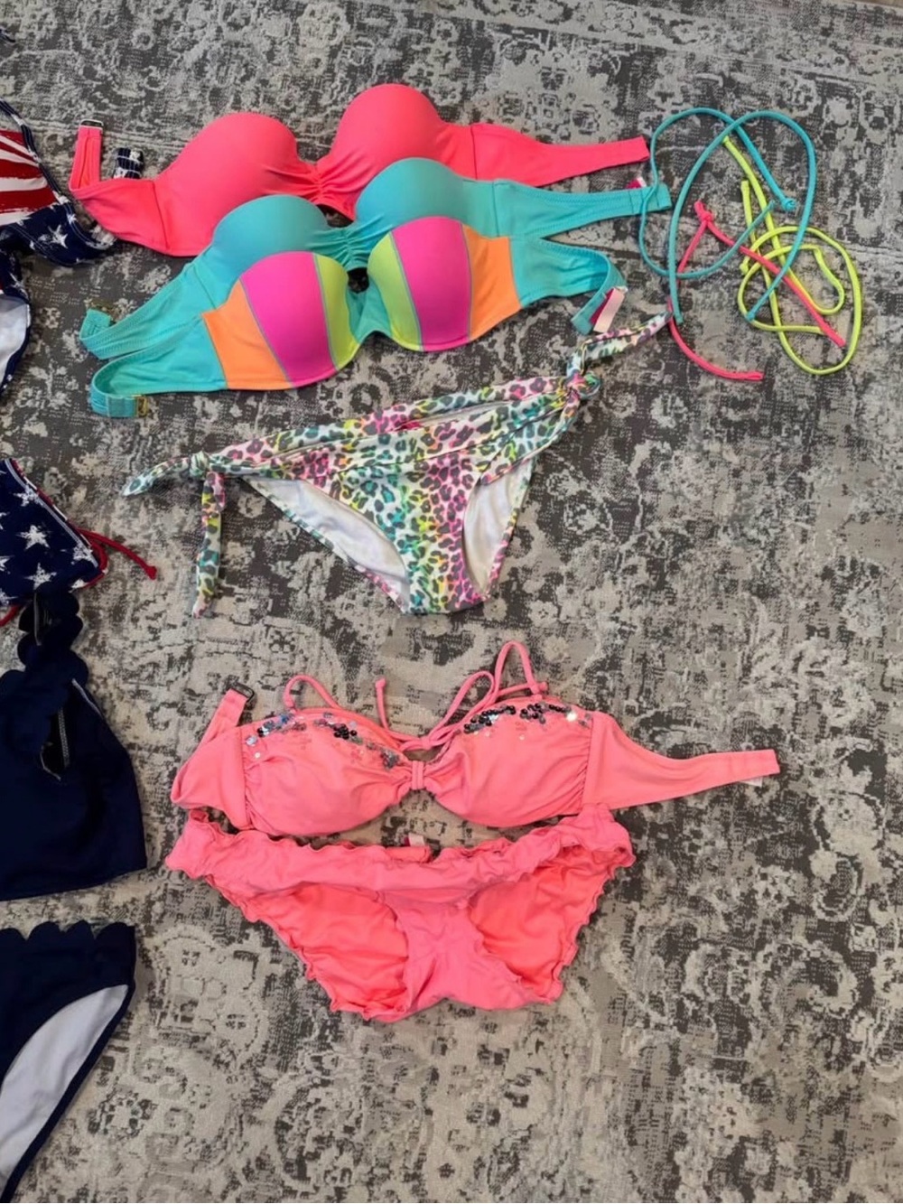 Neon Multi & Coral Bikini Sets - Bright Mixed Colors